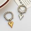 Mode Kreativ Metall Liebe Herz Anhänger Ringe für Frauen Punk Gold Farbe CCB Runde Perle Elastisch Verstellbar Ring Schmuck