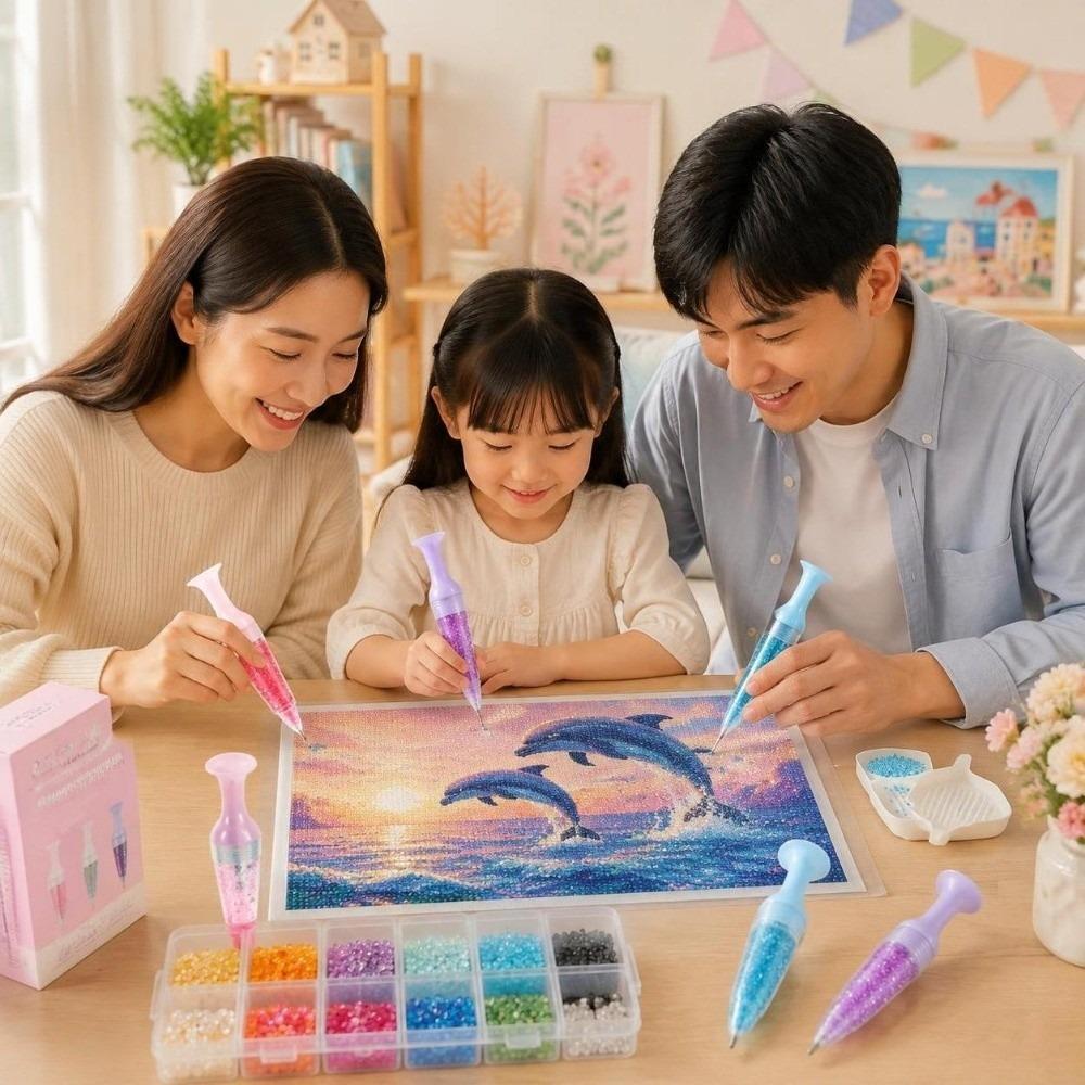 2pcs Portable Automatic Painting Pen Universal Press Beaded Tool Vase Pasting
