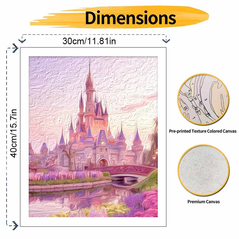 Disney digital oil painting fantasy castle floral garden landscape art handmade diy gift home decoration