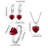 3Pcs Romantic Heart Cubic Zirconia Jewelry Combo Set Necklace Earrings Ring Perfect For Daily Or Formal Occasions
