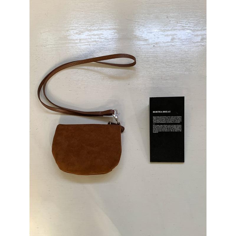 New neck mini bag, suede, autumn and winter simple shoulder bag, solid color niche lipstick change plush bag