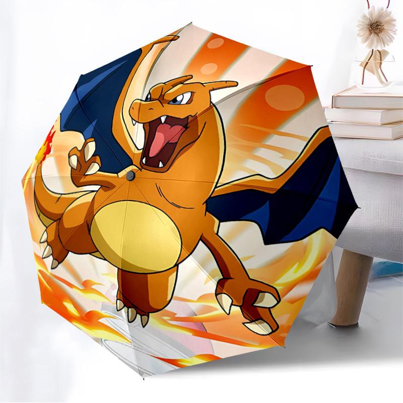 1pc Charizard Fire Automatic Folding Umbrella - Compact 8-Rib Design, Durable Plastic & Iron, Lightweight for Outdoor Daily Use,  a0929175