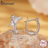 BAMOER Solid 925 Sterling Silver Ginkgo Leaf Hoop Earrings for Women Teens Small Hoop Earrings Pretty Flowers Huggie Jewelry