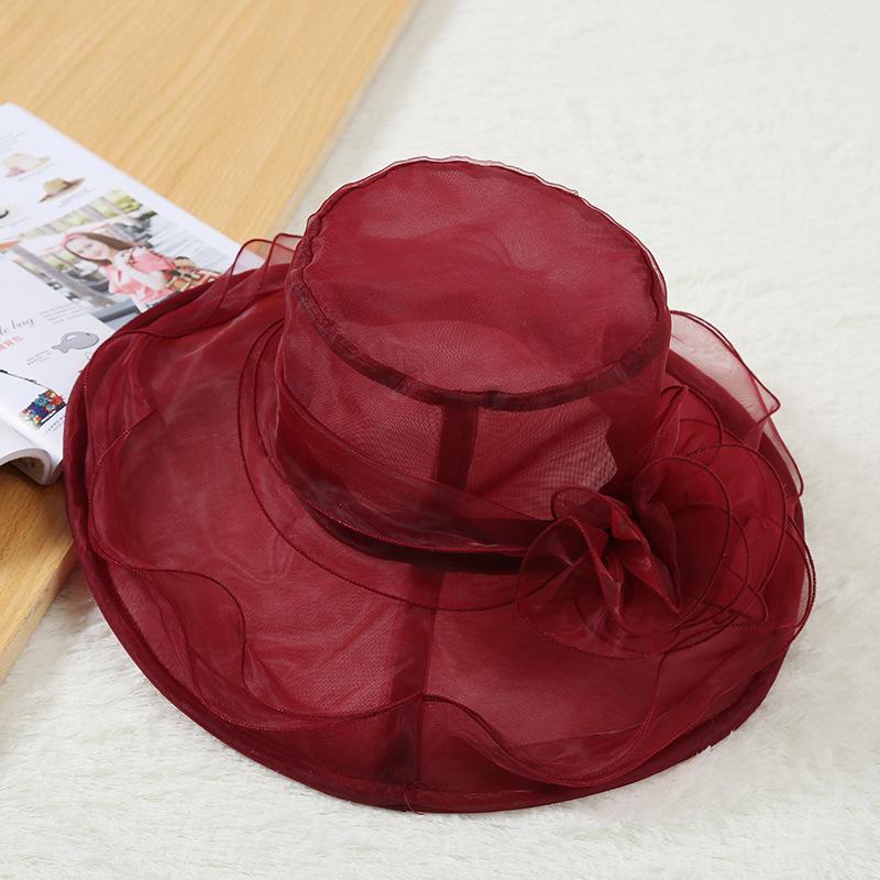 Organza Sun Hat Flower UV Protection Sunshade Beach Hat Small Mesh
