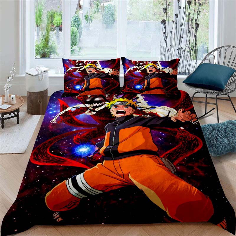 NARUTO Shonen Manga Print Bedding Set – Duvet Cover Set – Luxury Gift for Teens, Fits Double/Single Beds