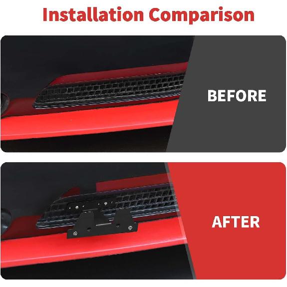 Supporto Staffa Porta Targa Anteriore Compatibile con Dodge Challenger 2009-2014 (Nero)