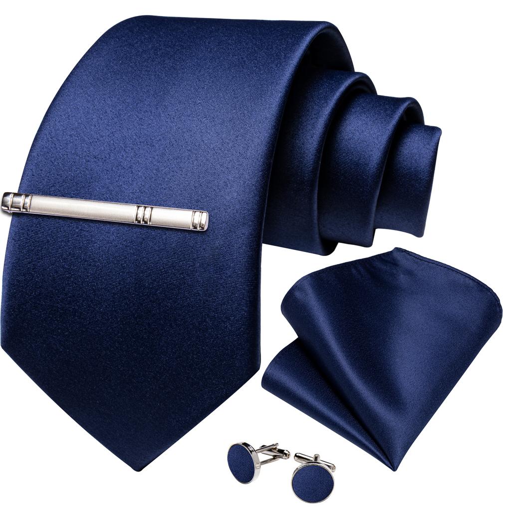 US Slik Mens Tie Clip Set Purple Striped Necktie Pocket Square Cufflinks Wedding