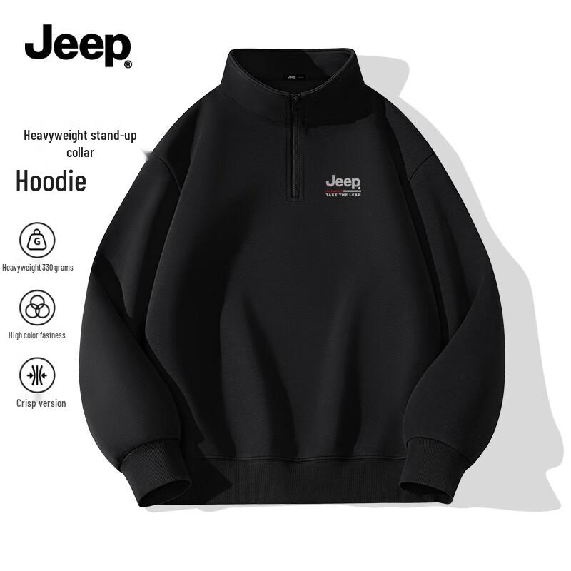 Jeep Men's Autumn Half-Zip Stand-Collar Sweatshirt