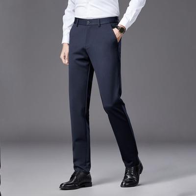 Pantaloni da uomo elastici, pantaloni sottili e dritti, pantaloni da lavoro antipiega, non stirabili, per ufficio e abbigliamento formale.