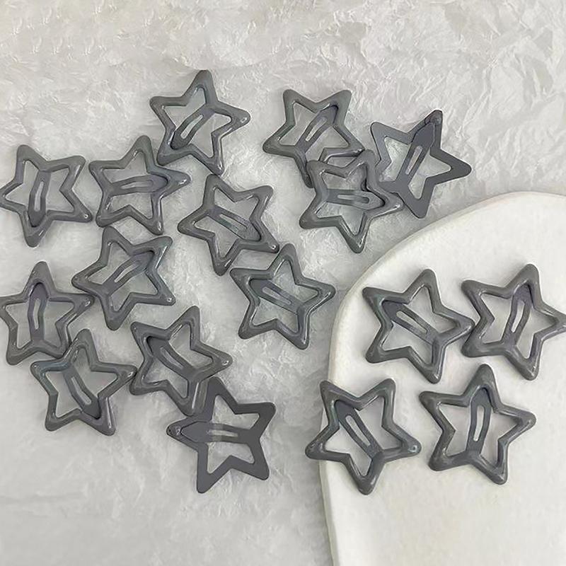 5Pcs Girls Black Gray Star Hair Pins Cool Charm Aesthetic Bb Hair Clip For Women Pentagram Harajuku Trendy Hair Accessories