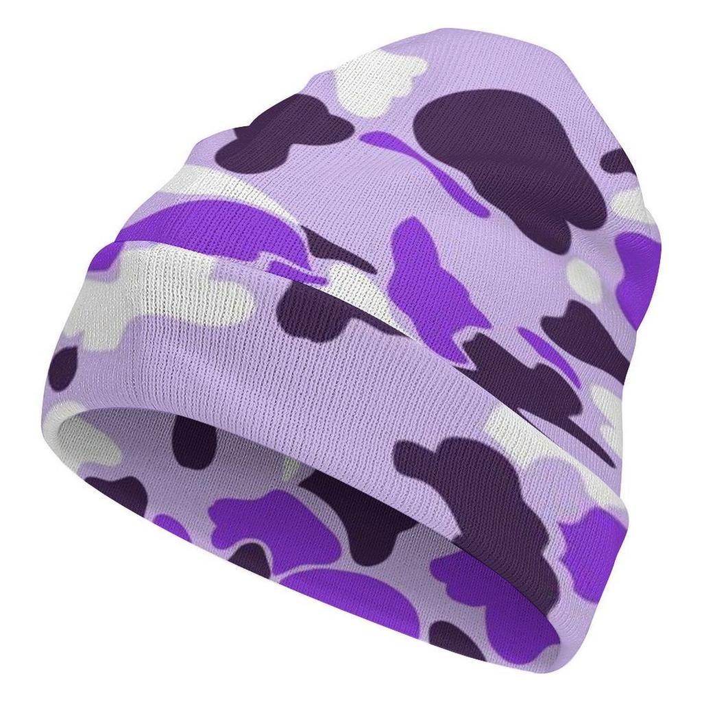 Factory Hot Custom logo pink Camo Print Cuffed Beanie Men Women Cloud Camo Cap Outdoor Camouflage Knitted Hat for Daily Wear