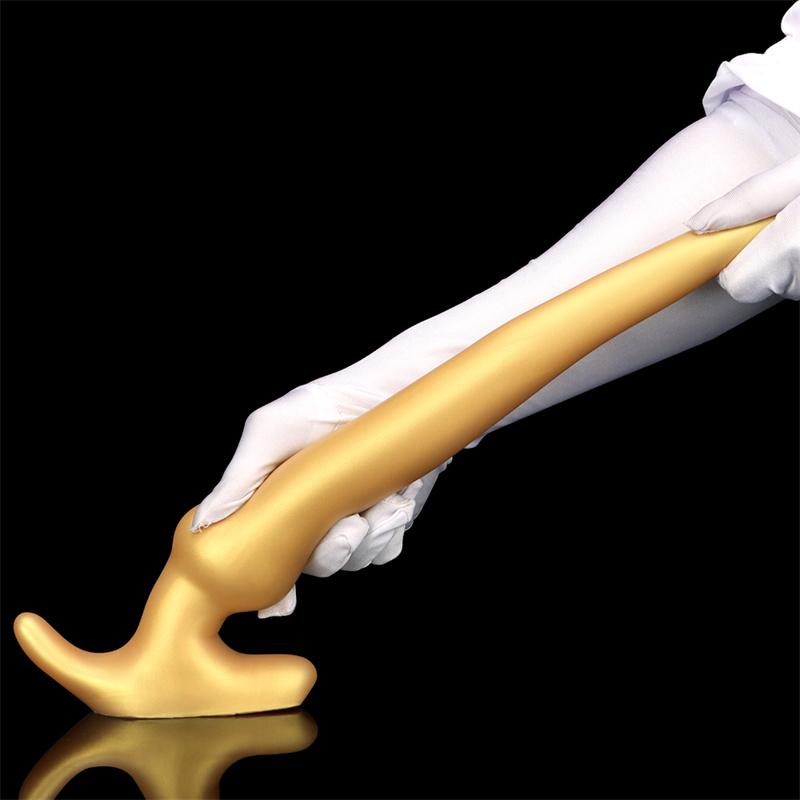 Goldene Silikon-Analstöpsel Arschloch Extra lange tiefe Analstöpsel erweiterter Analclub weibliche Masturbation