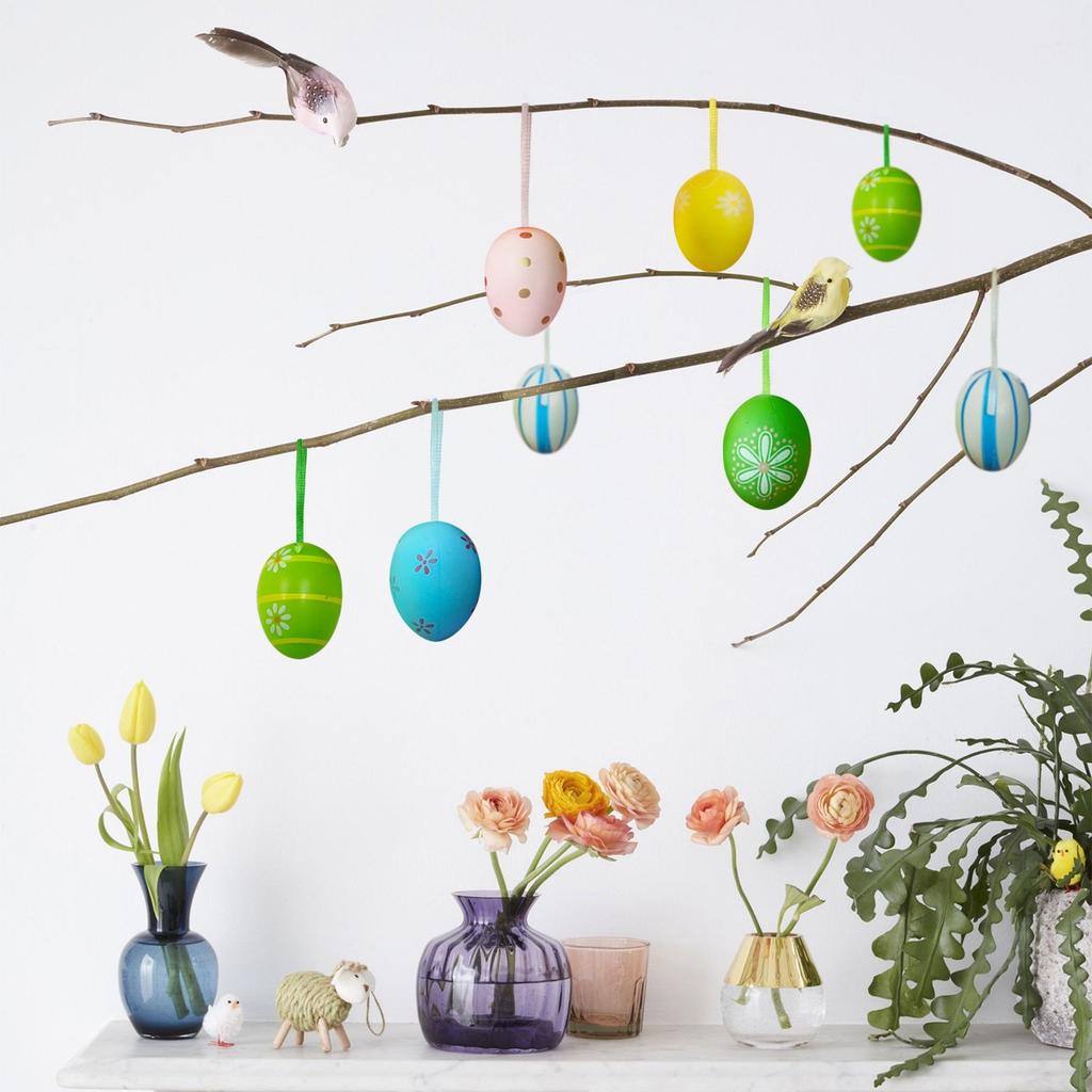 12ks Vzor Velikonočního vejce Vajíčko Párty K zavěšení Malovaná Simulační Plastová Vejce