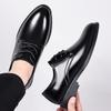 "Men's Size 50 Genuine Leather Dress Shoes with Height Increase - Trendy Autumn 2024 Wedding & Business Footwear"