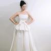 French Light Wedding Dress Temperament Tube Top Bow Engagement Dress Female Mori Super Fairy Bride Welcome Out Light Wedding Dress