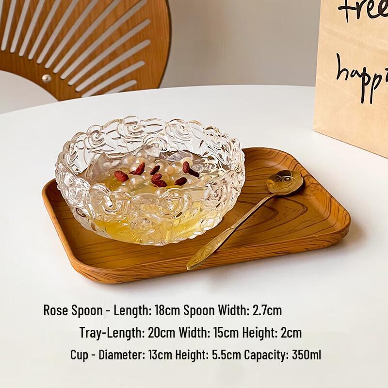 Набор десертных бокалов Wuhe Glass Rose с подносом и ложкой