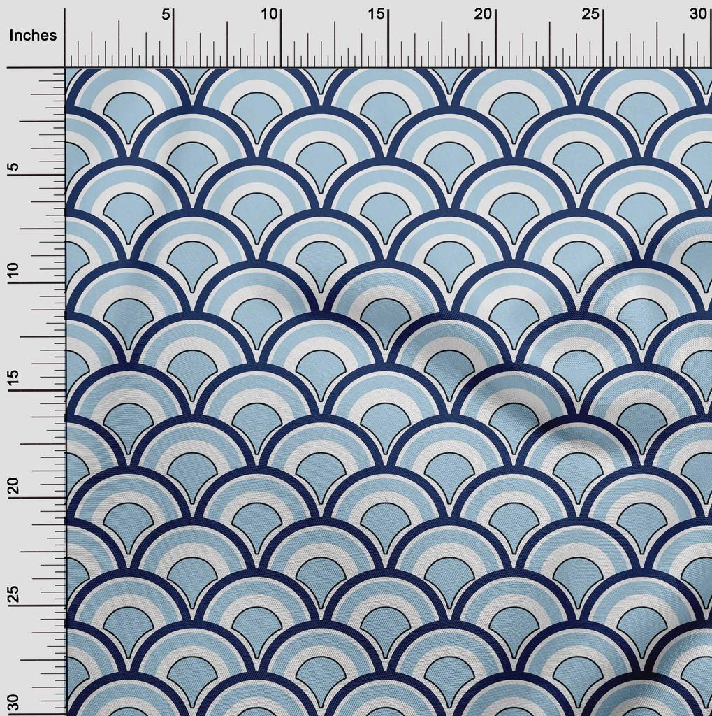 oneOone Cotton Flex Dusty Blue Fabric Asian Japanese Diy Clothing Quilting Fabric Print Fabric By Yard 40 Inch