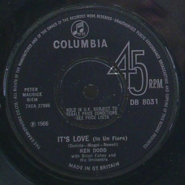 7inch Record KEN DODD - It's Love (In Un Fiore) DB8031 Columbia 1966 UK Pop Used