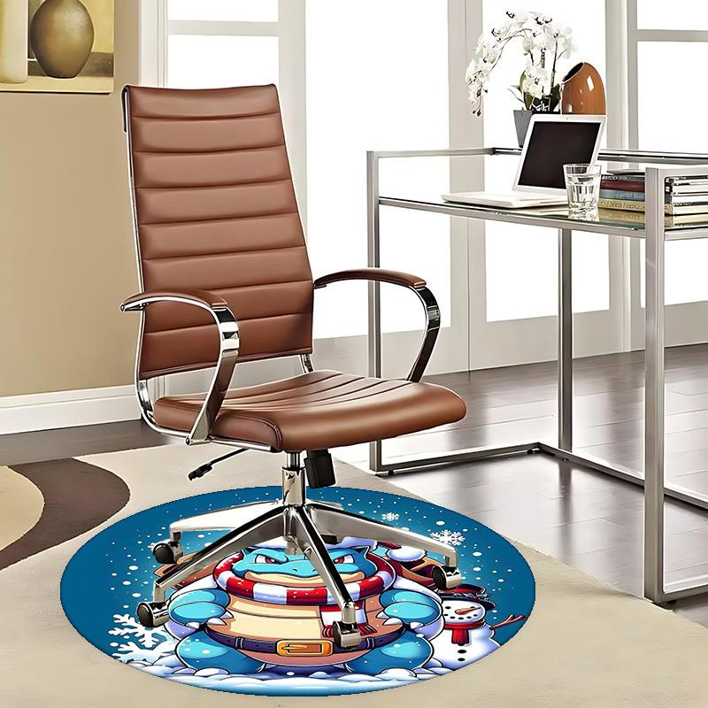 

1pc Christmas Squirtle Santa Hat Round Carpet - Anime Design Office Chair Mat, Non-Slip Rug for Home Decor, Living Room 80cm