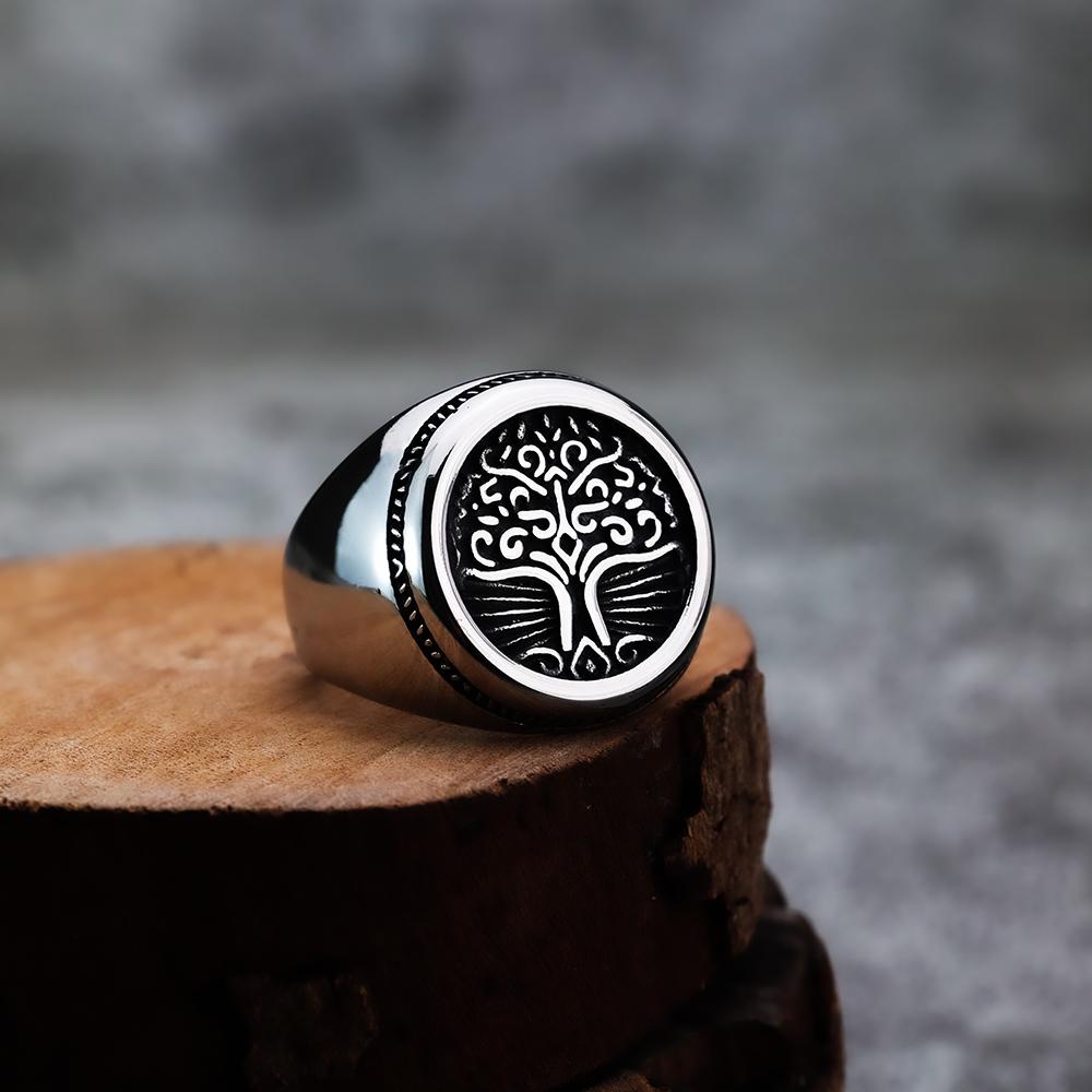 Iskandinav Viking Paslanmaz Çelik Yüzük Çapa Pusula Hayat Ağacı Rune Muska Kurt Erkek Kadın Parmak Takı Biker Parti Kulübü Hediye