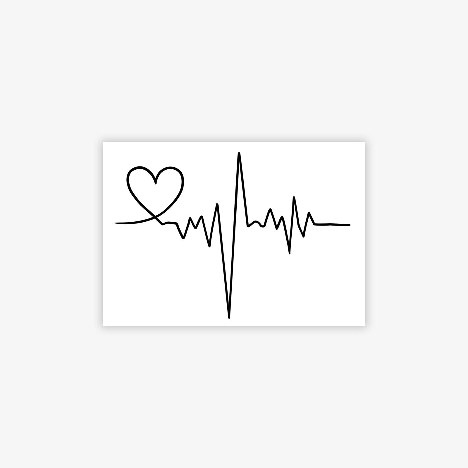 

Ecg Love Tattoo Sticker, Waterproof And Long-Lasting, Women S Collarbone Small Fresh Pattern, One-Time Simulated Tattoo 7*9CM