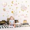 Wandaufkleber Kinder Aufkleber Babyzimmer Dekoration Tiere Elefant Mond Sterne Wandaufkleber Schlafzimmer Baby Kinderzimmer Wanddeko (Rosa)