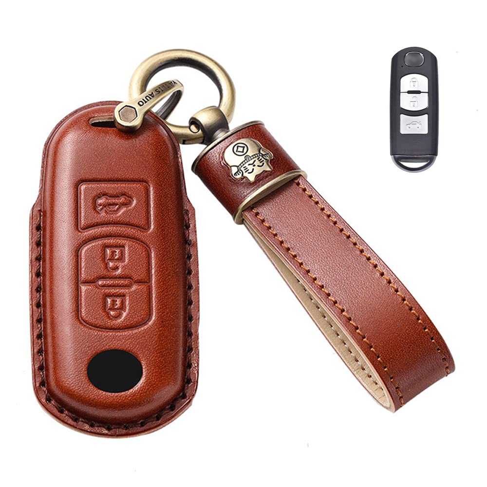 

LETINGFAR Чехол для ключа для Mazda, Чехол для смарт-ключа, Крышка для ключа, Натуральная кожа, Разработан для MADA-CT-LEA-3J-ZX-43