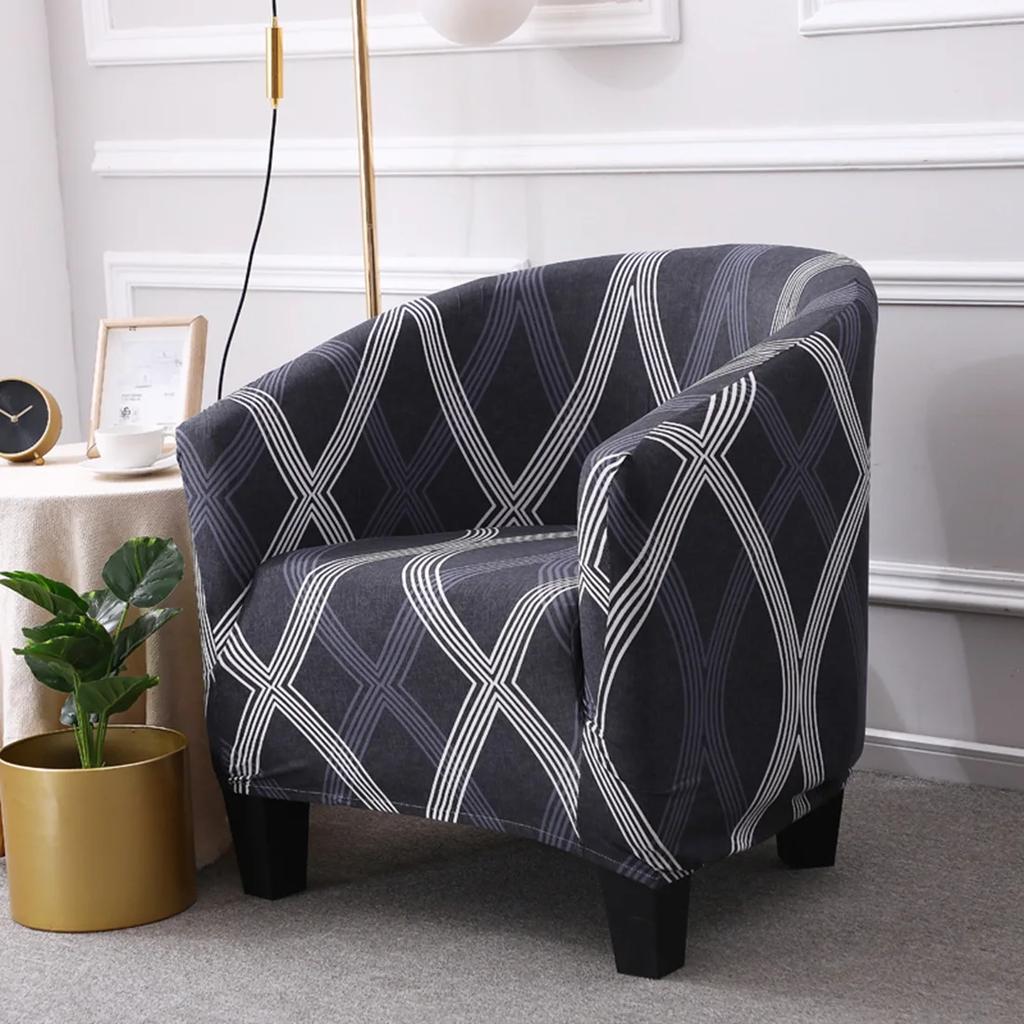 Tub Chair Cover Stretch Spandex Club Armchair Covers Office Coffee Bar Tub Sofa Slipcovers for Living Room Furniture Protector
