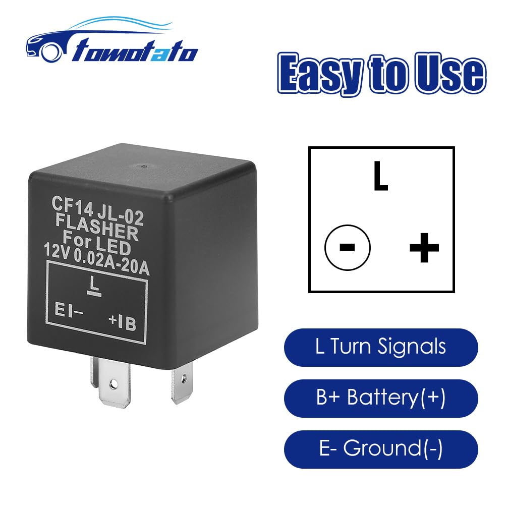 12V LED Flasher Relay, CF14 JL-02 3 Pin LED Flasher Flash Relay for Car Motorcycle Turn Signal Light Hyper Flash Fix