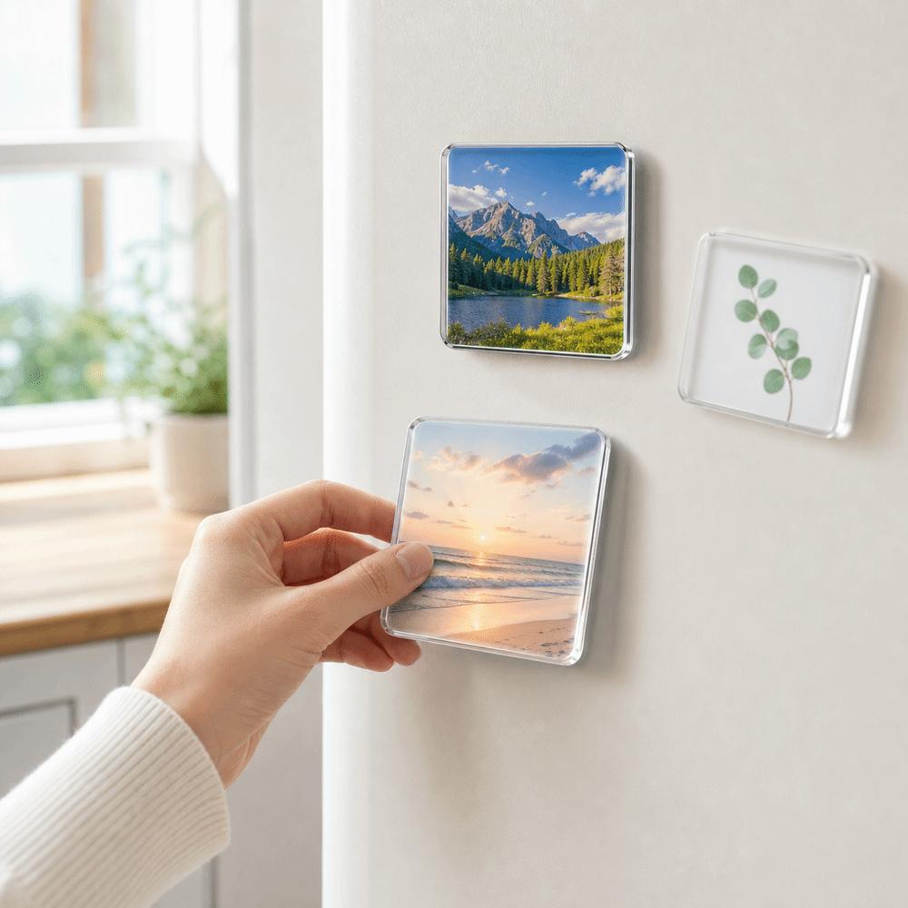 3×5cm Refrigerator Magnets Transparent Photo Frame New Photo Magnets Kit Kitchen Decor