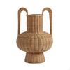 Wicker Vase Handwoven Woven with Handles Rustic Vessel for Dried Flowers, Living Room