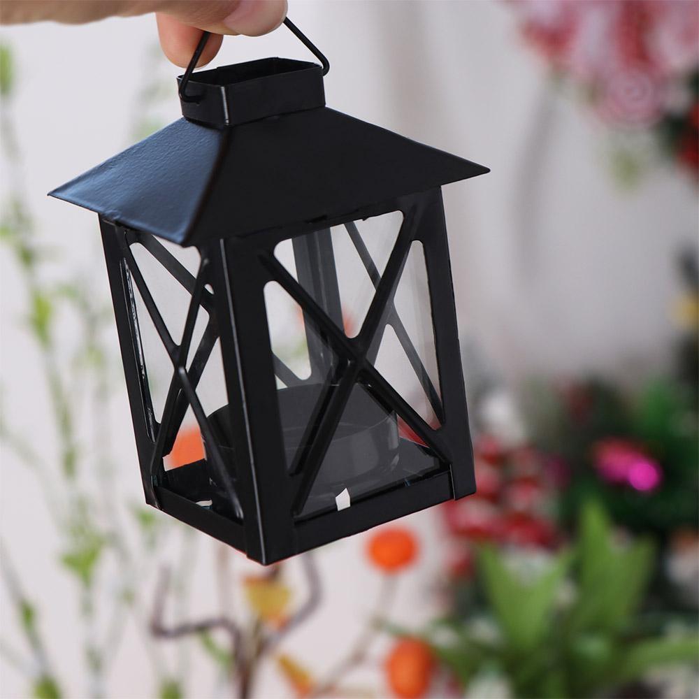 Vintage Iron Lantern with Glass Candle Holder Suitable for Wedding Home Office Decor