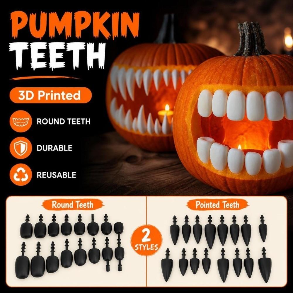 26/27Pcs 3D Printed Pumpkin Teeth Round Teeth Pumpkin Carving Accessories Homemade Lantern