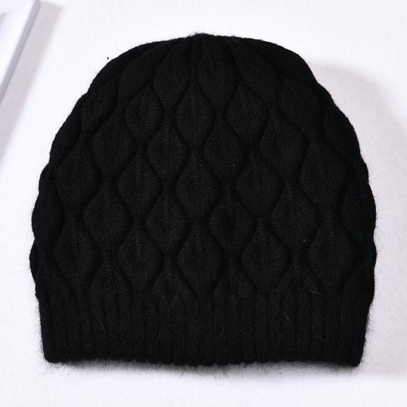 Jxwatcher Women Winter Hat Real Fur Pompom Angora Knitted Wool Beanie Fashion Casual Outdoor Thick Ladies Warm Fur Ball Hats New