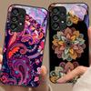 Buntes Blumentotem für Samsung Galaxy S10 S20 Plus S21 FE S22 S23 S24 FE S25 Ultra Schwarz Hartschale Handyhülle aus gehärtetem Glas