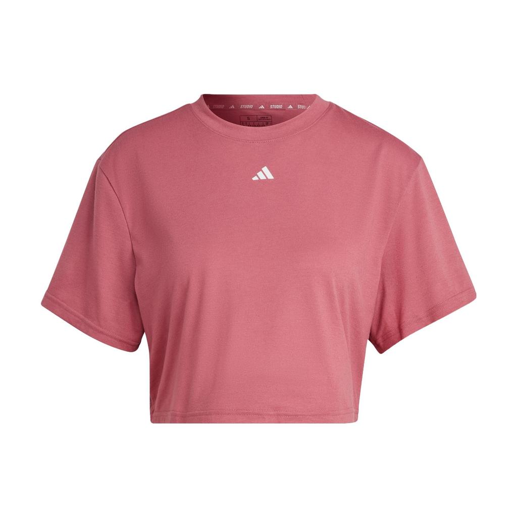 Adidas Studio Tee Quick-Dry Yoga Fitness Short Sleeve T-Shirt Women Tops Rock-Layer-Pink IB8563