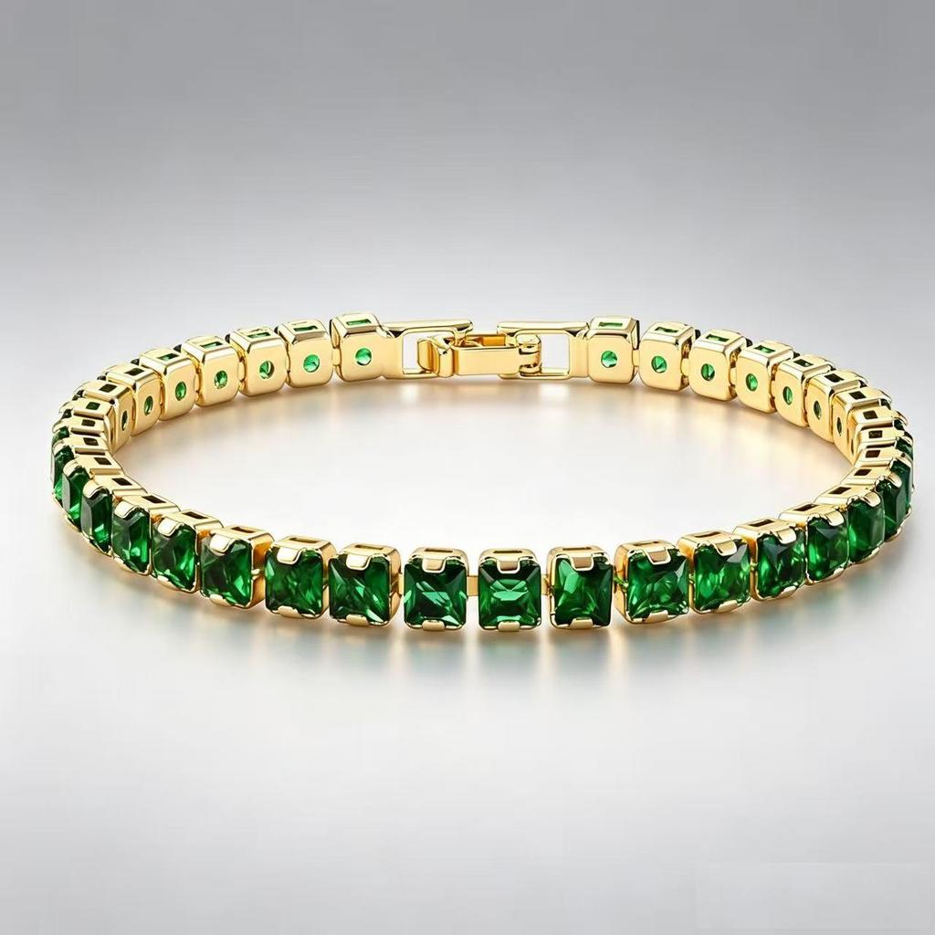 JD Full Diamond Zircon Tennis Bracelet: Women's Light Luxury Electroplated High-End Beaded Bangle