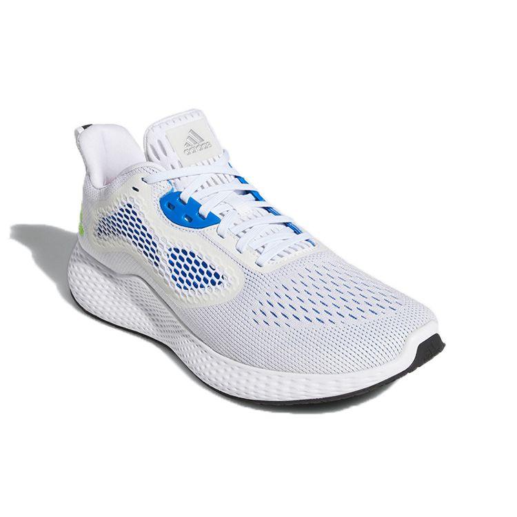 Adidas Edge Rc 3 Round Toe Lace-Up Fabric Breathable Low-Top Running Shoes Men Sneakers White Blue EG1418