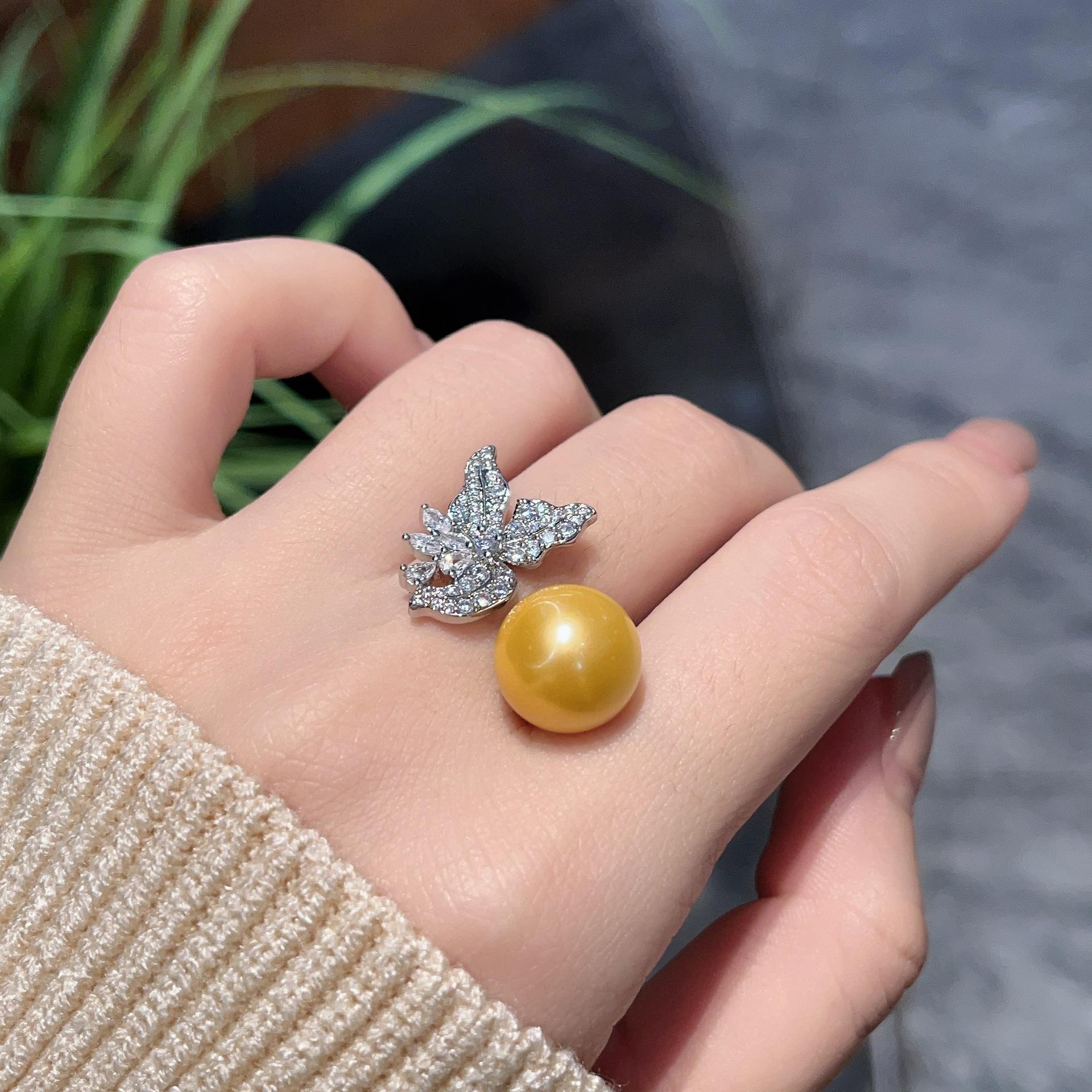 

Inlaid Imitation Pearl Flower Ring Women S Opening Full Of Diamonds Zircon Flowers Fresh And Elegant Ring Jewelry Opening adjustable