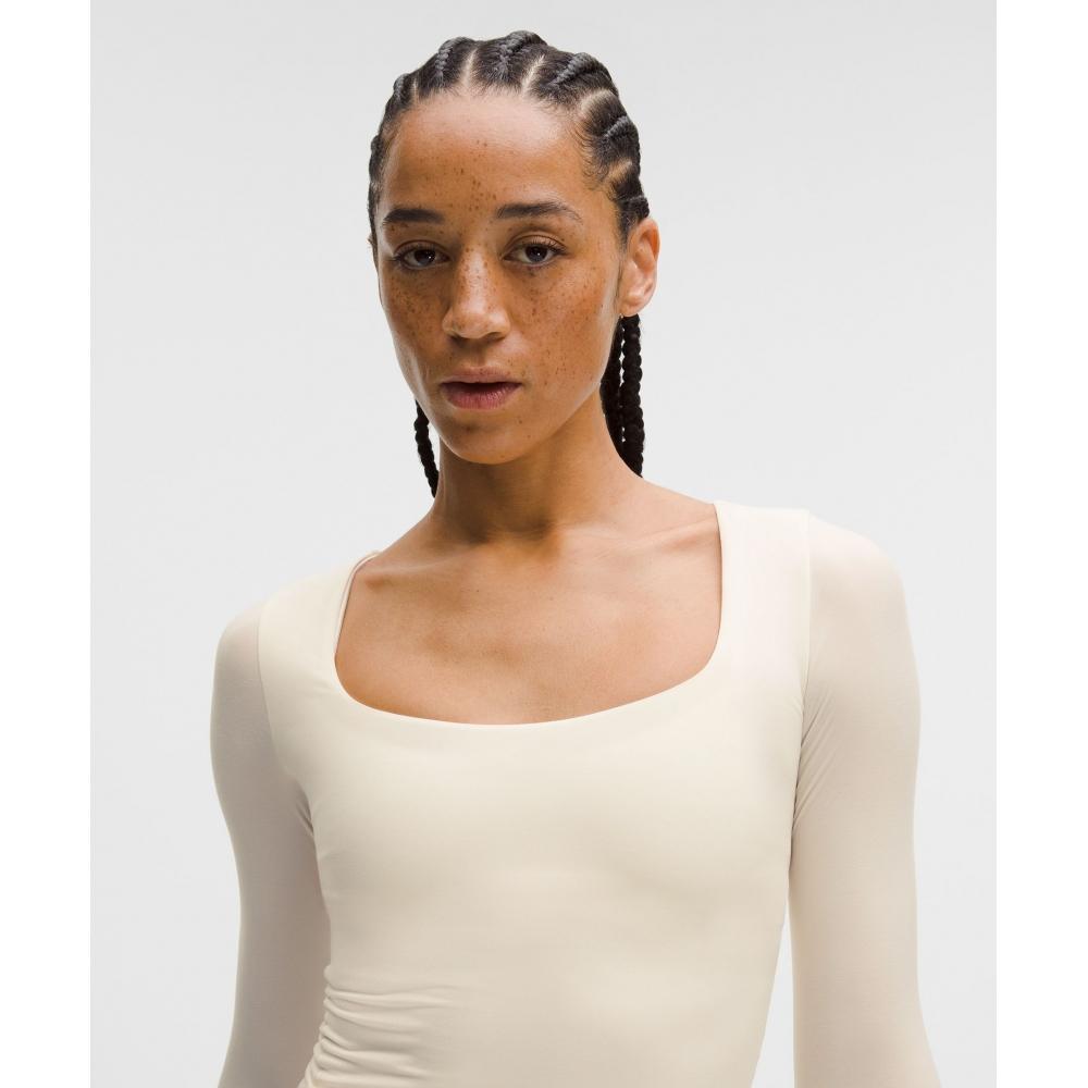 Lululemon Wundermost Ultra Soft Nulu Square Neck Long Sleeve Shirt Coconut Ivory