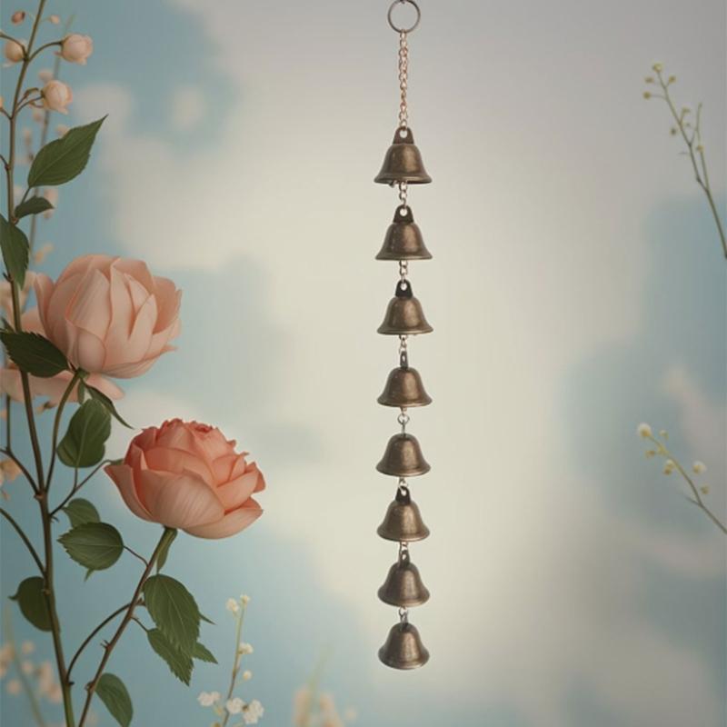 Hanging Metal Wind Chimes Decors With Layered Bells and Chain, Soft Bells Accent for Balconies, Patios, Window or Porch