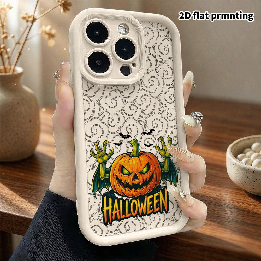Phone Case: 2D Flat Design Suitable for iPhone 18 17 16 15 14 13 Pro Tiered Protective Case, Pumpkin Halloween, Christmas Halloween Festival Gift