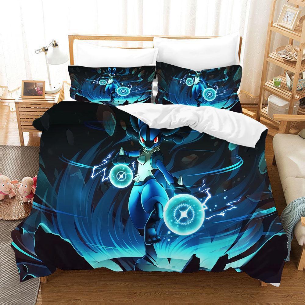 3D Anime Pokemonzd Bedding Set Cartoon Children Bedroom Quilt Cover Boy Girl Bedclothes Single Double King Pikachus Duvet Cover