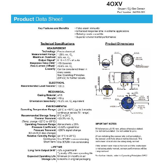 O2-A2 O2-A3 Gas Sauerstoffsensor SR-X10-C1 O2A2 O2A3 4OXV 4OX-V Sauerstoffalarm und Sauerstoffanalysator 02-02 02-03 Sauerstoffdetektion