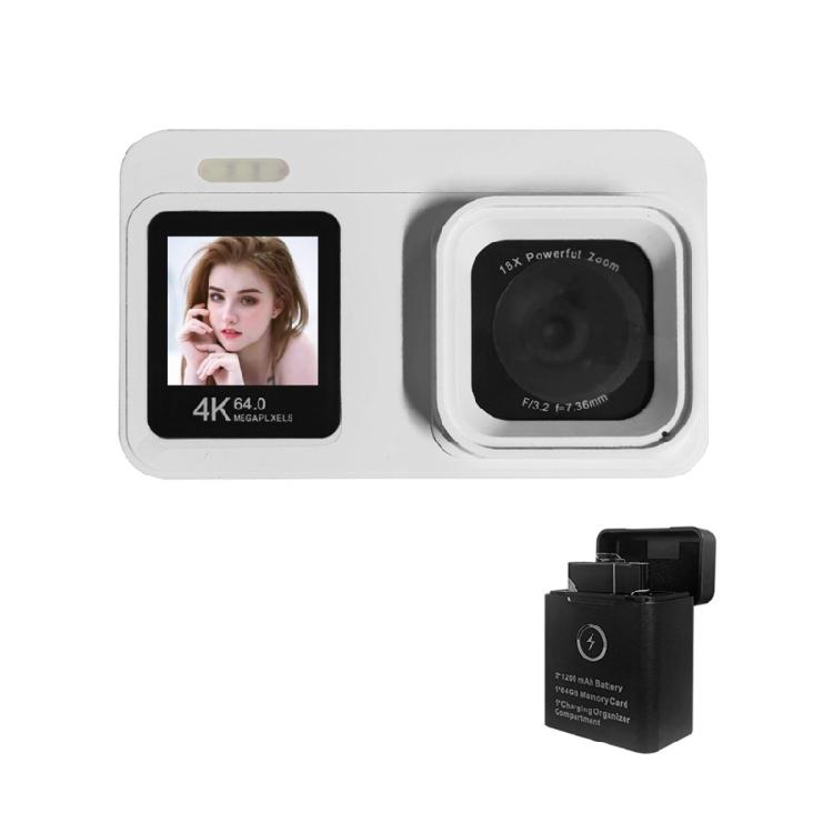 Travel Camera 4K Resolution 64MP Sensors Double Screens 18x Optical Zooming Rechargeable Battery For Adventure Enthusiasts