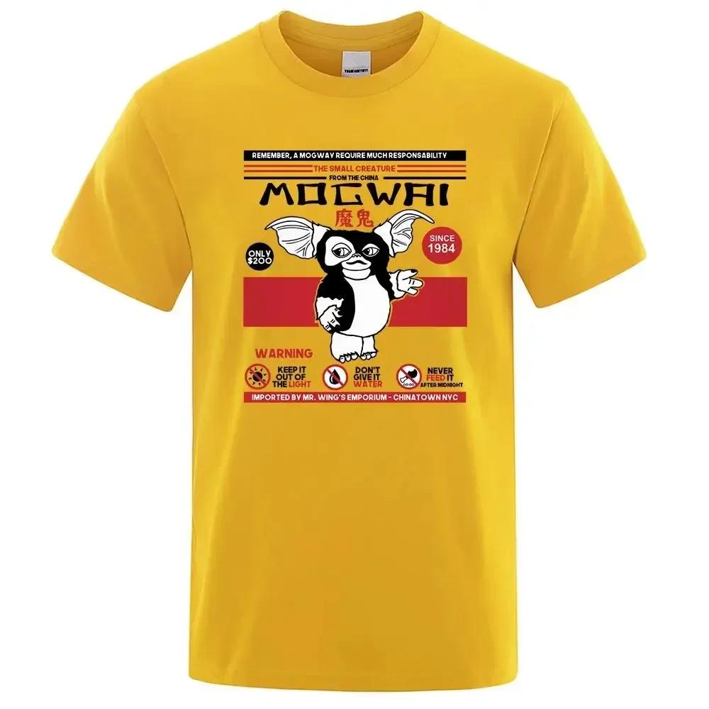 

Помните, что Могвай требует большой ответственности. Японские футболки с аниме. Мужские футболки с героями мультфильмов из хлопка. Новая модная футболка из хлопка. XXXXXL жёлтый