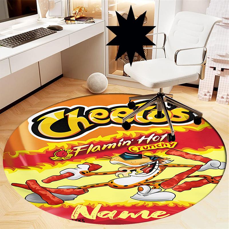 Custom Name Cheetos Printed Round Rug Carpet Chair Rug Area Rug Entryway Doormats,for Office Chair Living Room Bedroom Kitchen Room.
