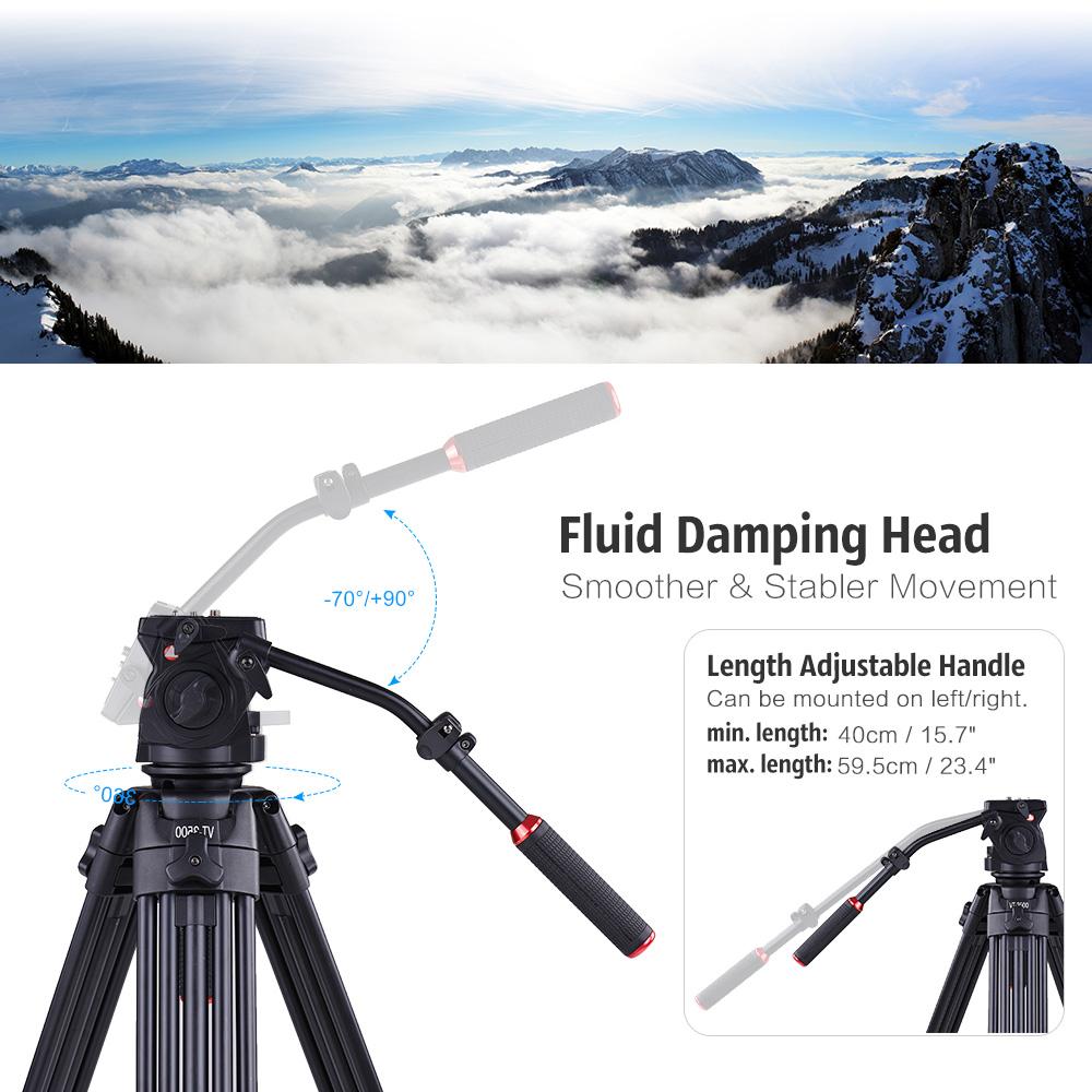 

VT-3500 197cm/6.5ft Camera Camcorder Tripod with VT-3530 Fluid Damping Head/Non-slip