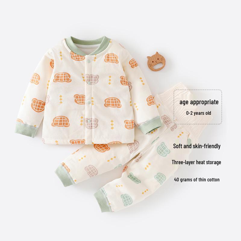 40g Baby Baumwollunterwäsche & Pyjama-Set - Hohe Taille, Bauchschutz, Herbst/Winter Wärme