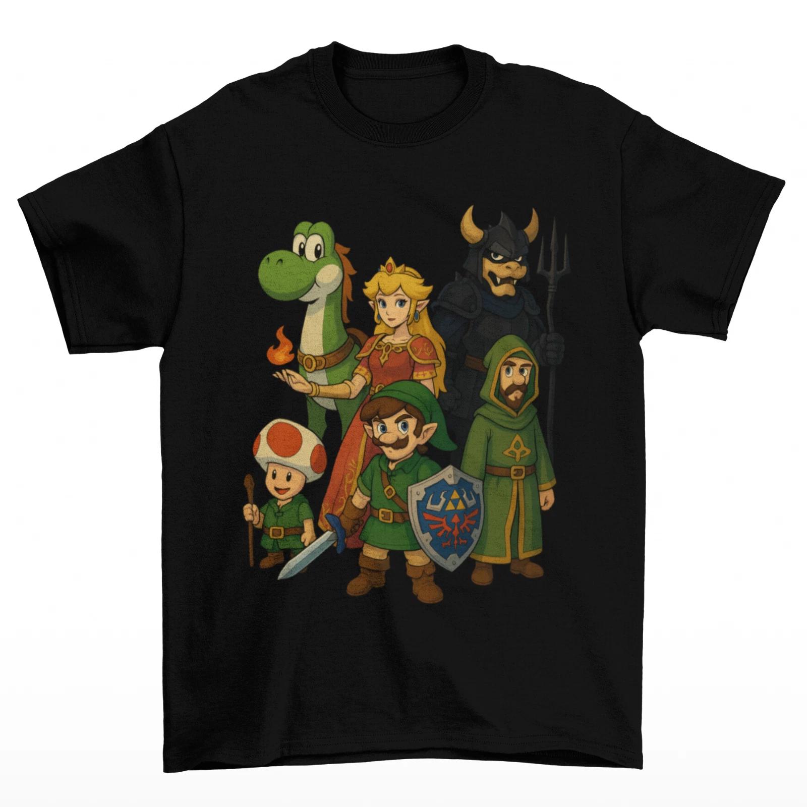 Футболка The Legend of Mario Унисекс Взрослые Смешные Размеры Линк Зельда Видеоигры Новая M